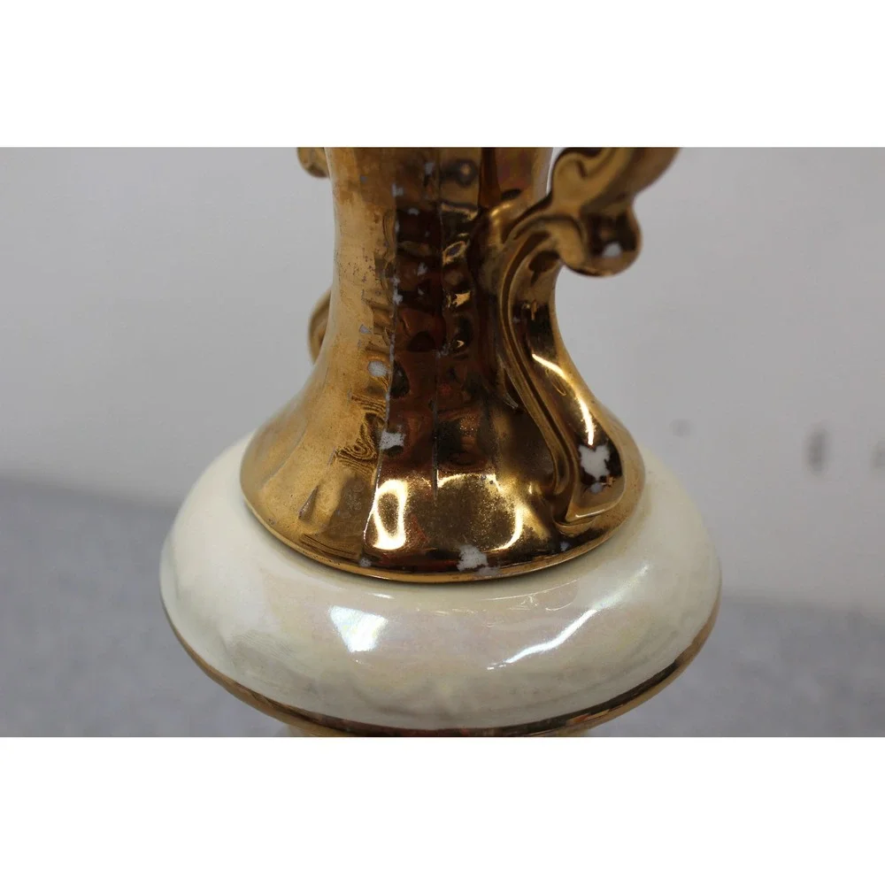 Jim Beam Decanter Gold White 145 Month Aged Bourbon Whiskey Urn Vintage